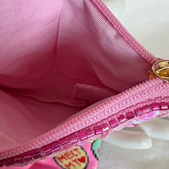 Sweethearts Ankle Socks & Be Mine Heart Beaded Pouch with Pink Sequins New - Picture 6 of 7